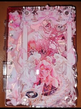 New! A7 Pink Sailor Moon Clear Acrylic Shaker Notebook With A